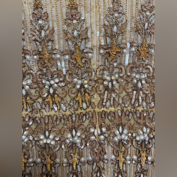 Mac Duggal 5576 Peach Embellished Long Sleeve High Neck Column Dress Size 10 - Picture 14 of 17